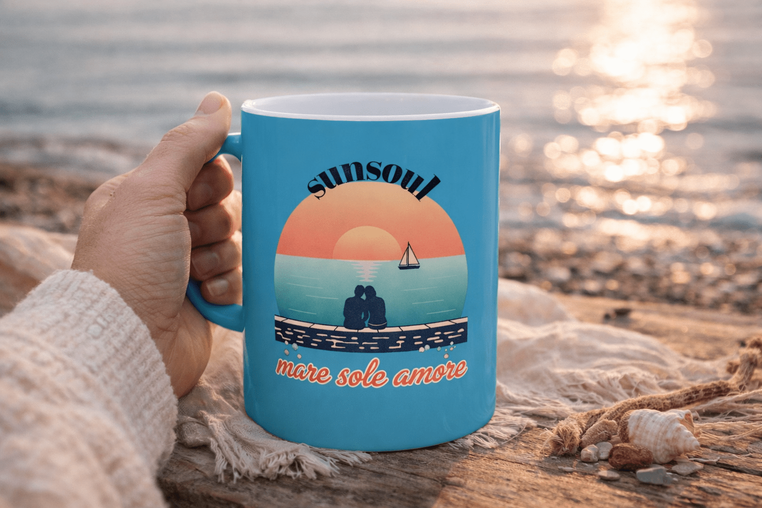 Sunset Romance Ceramic Mug — Mare Sole Amore Tazza lifestyle sunsoul - SUNSOUL Official